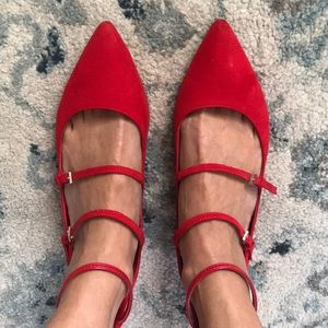 Pointy suede flats with gold heel by Aldo size 7